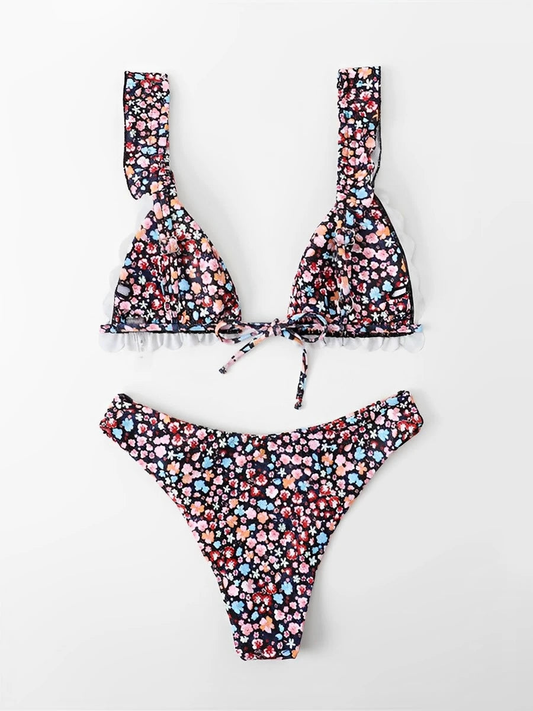 Floral Ruffle Trim Bikini Set Womens Swimwear Two-piece AP000135