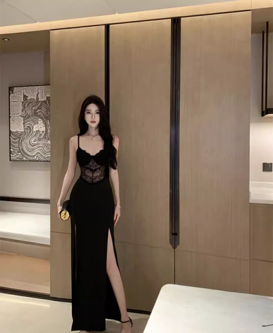 New Sexy Black Sleeveless Lace Spaghetti Strap Dress AP0254