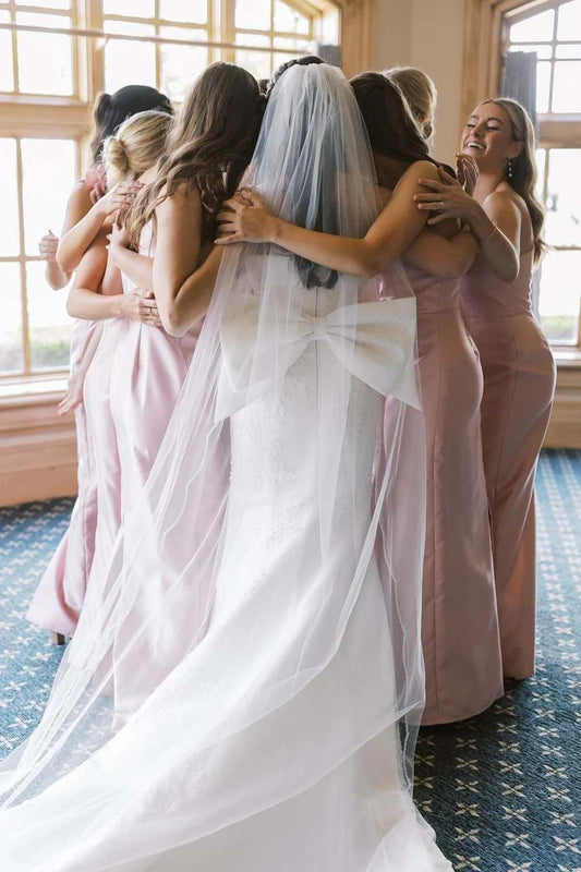 Romantic Dusty Pink 3D Floral One Shoulder Satin Mermaid Long Bridesmaid Dress AB030