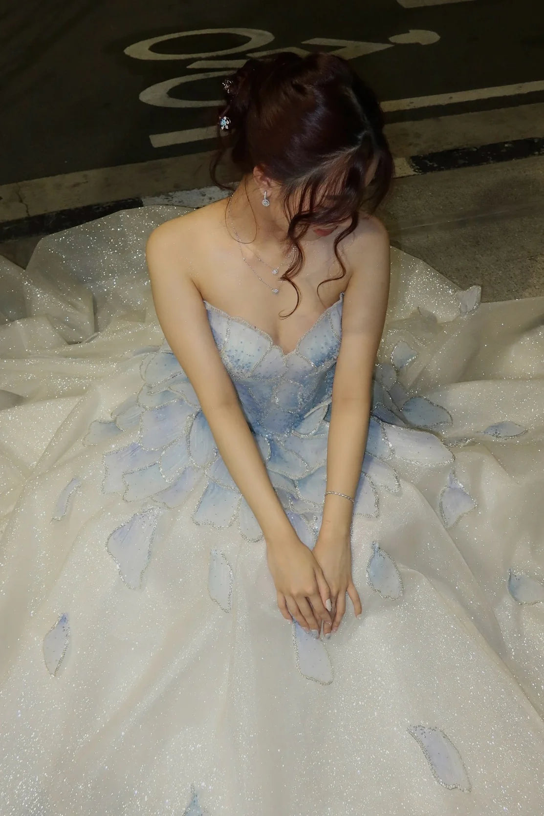 Princess A Line Sweetheart Light Blue Long Prom Dress with Beading AD008
