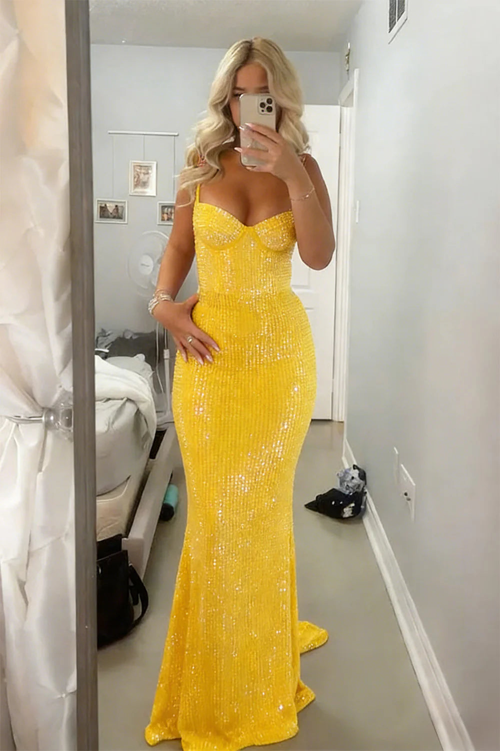 Sparkly Mermaid Sweetheart Red Long Prom Dress with Beading AD017
