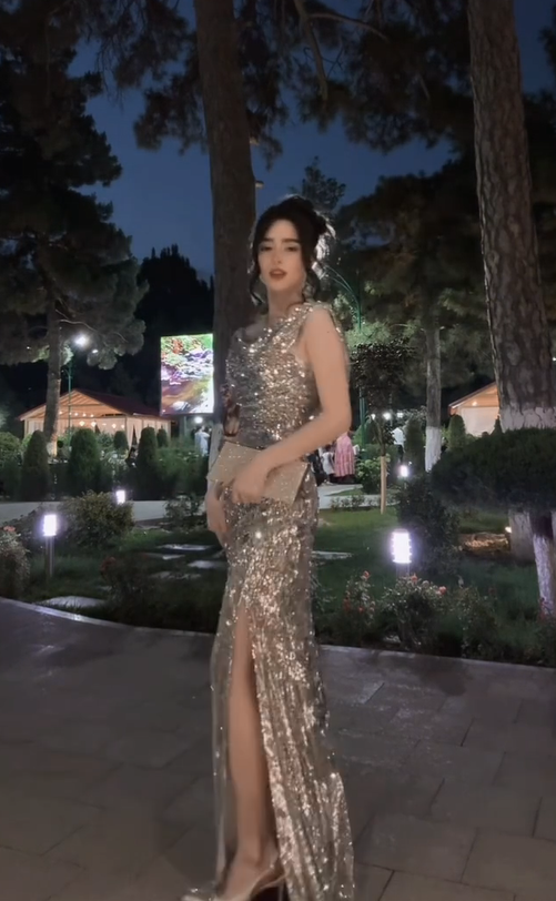 Luxury Champagne Cowl Neck Back Side High Split Sparkle Sequin Long Mermaid Prom Dress AD1003