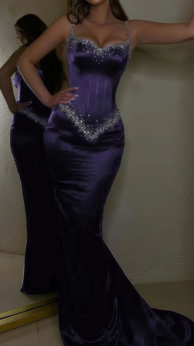 Opulent Black Spaghetti Straps Sweetheart Rhinestone Beaded Mermaid Long Prom Dress AD1434