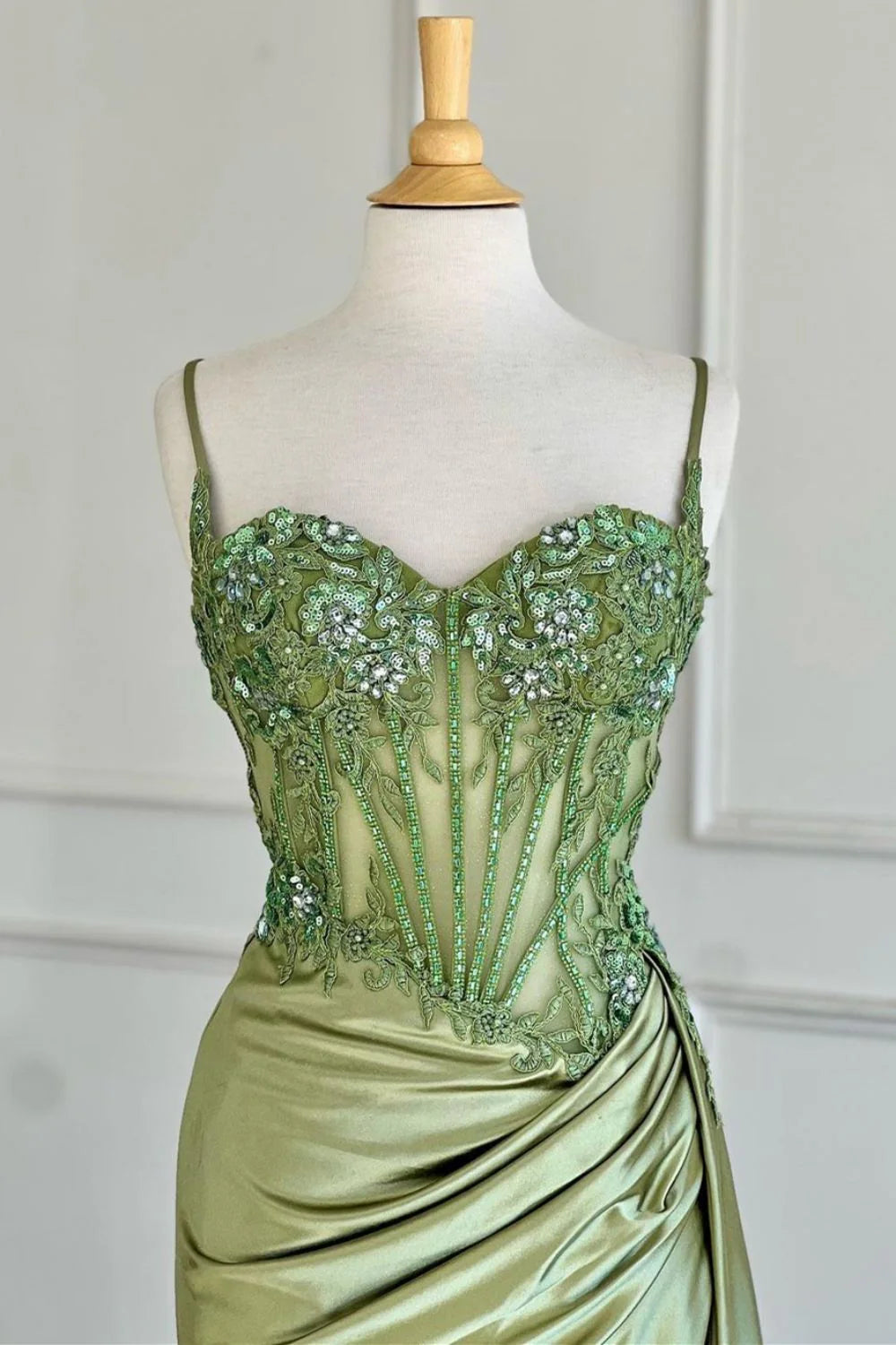 Gorgeous Mermaid Spaghetti Straps Silver Glitter Prom Dress With Split Slit AD199