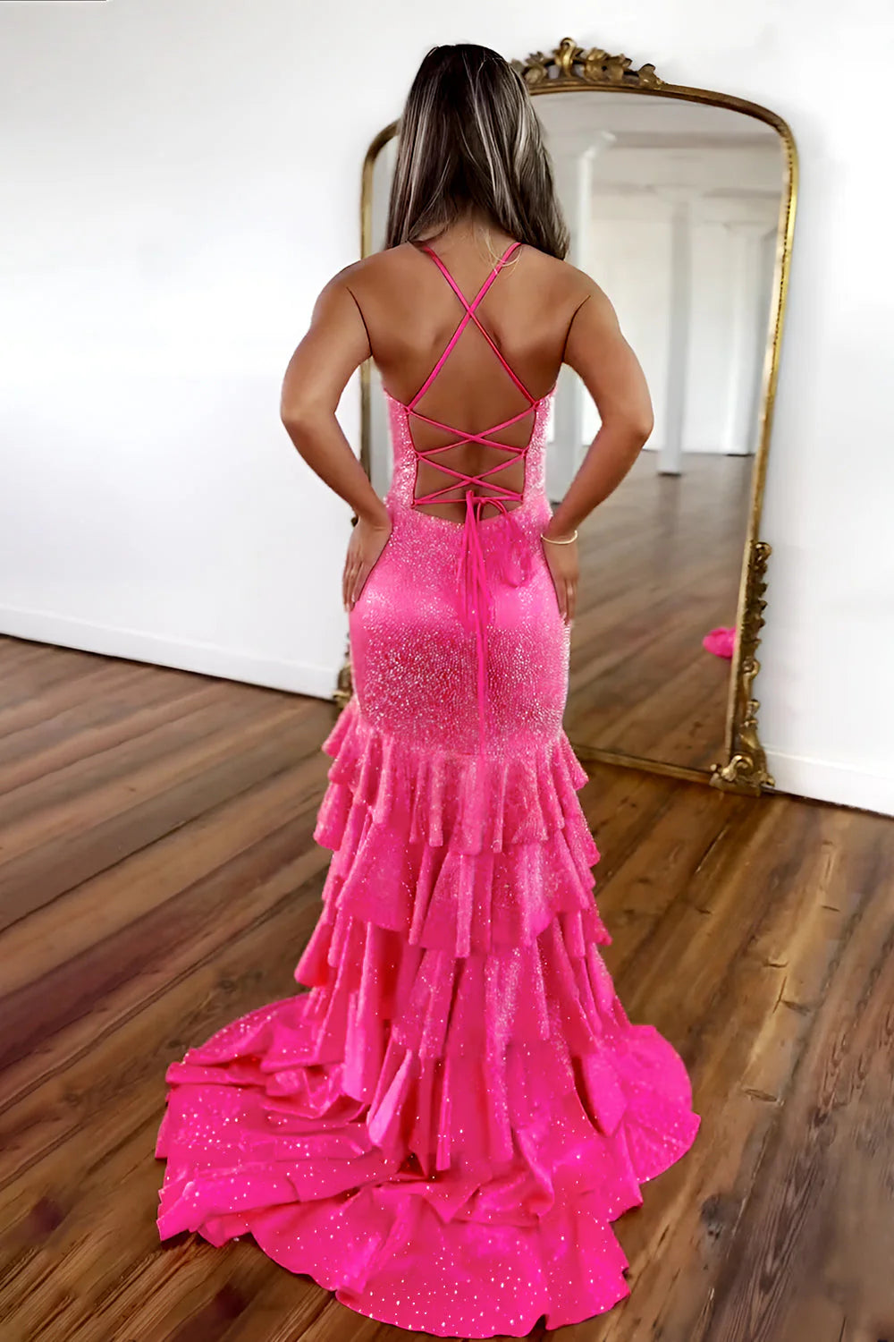 Luxurious Black Beaded Mermaid Prom Dress With Lace Up Corset And Thigh Slit AD331