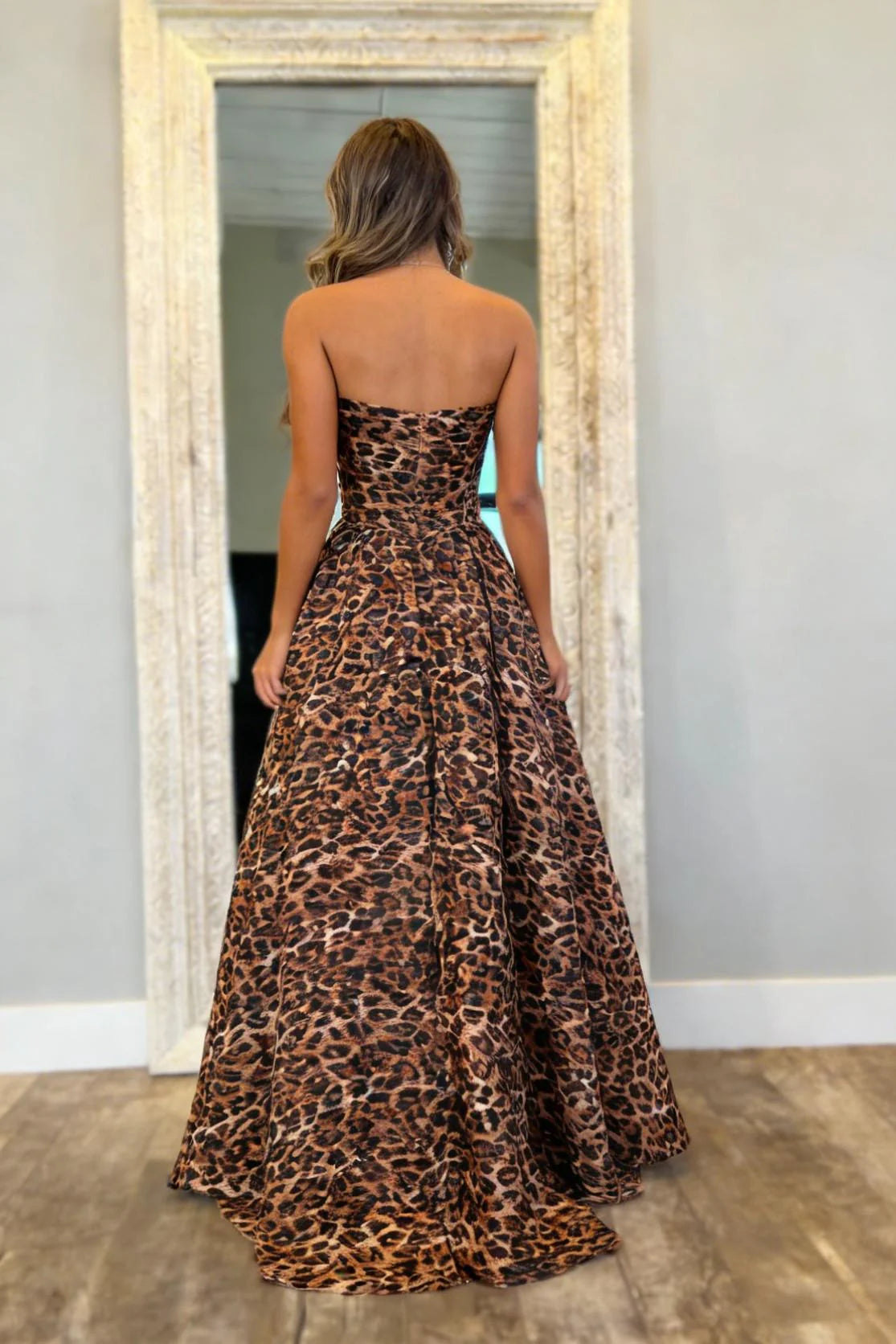 Bold Leopard Print Sweetheart A-Line Prom Dress With Corset Bodice AD387