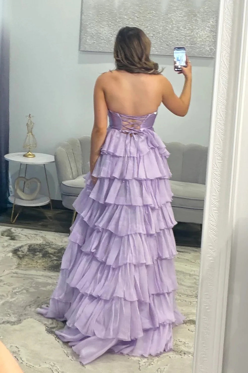 Trendy A Line Sweetheart Hot Pink Long Prom Dress With Ruffles Keyhole AD552
