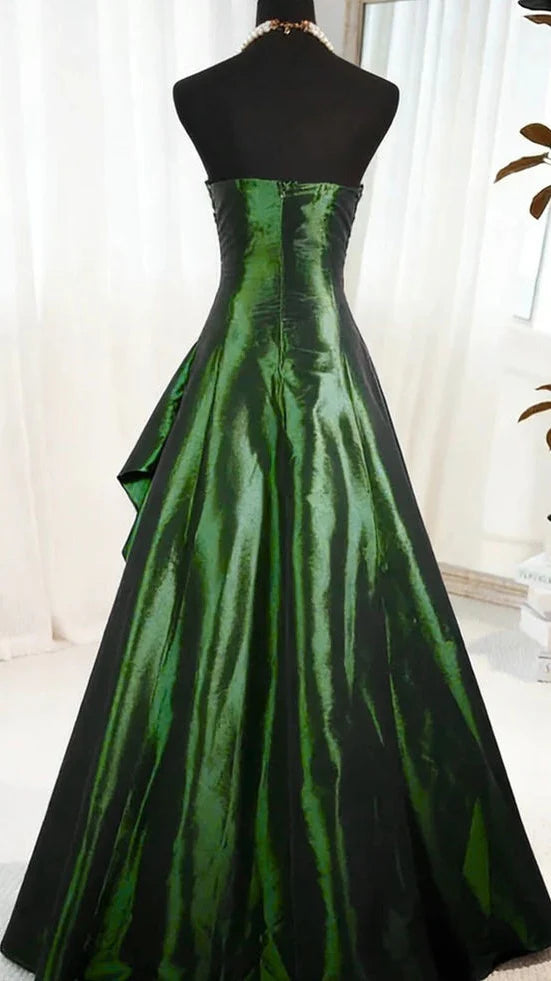 Elegant Navy Strapless A‑Line Prom Dress With Delicate Beaded Appliques AD857