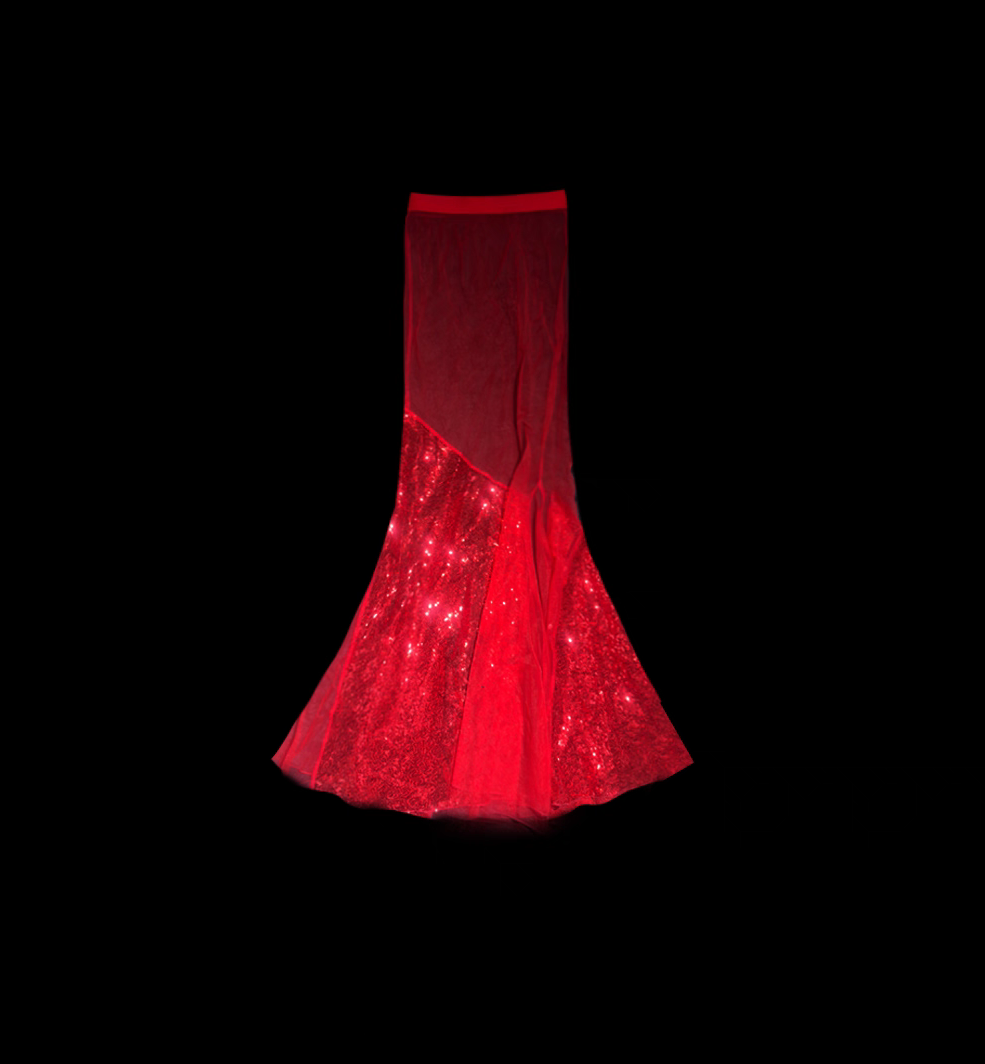 Vibrant Red Strapless Sequin Bodice Mermaid Ruffle Long Prom Dress With Hand Sewn Crystal Floral Appliqué And Removable Mermaid Train AD956
