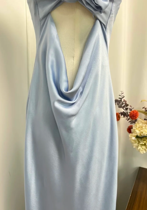 Minimalist Yellow Strapless Bust Back Self-Tie Long Bow Draped Satin Sheath Long Prom Dress AD994
