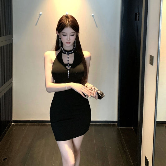 Stretchy Fabric Bodycon Birthday Party Skirt Sleeveless Summer Halter Short Dress AP0307