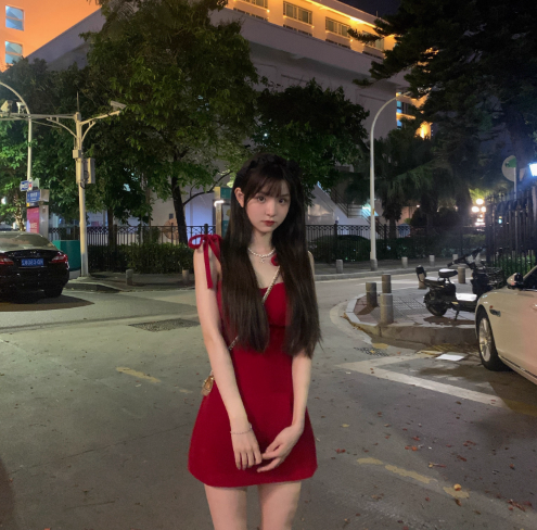 Everyday Wear Bowknot Strap Cute Short Skirt Birthday Velvet-like Short Dress AP0371