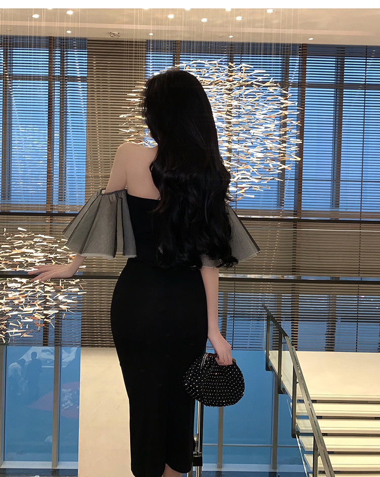 Elegant Off-Shoulder Strapless Party Dress Banquet Casual Vintage Mermaid Dress AP0391