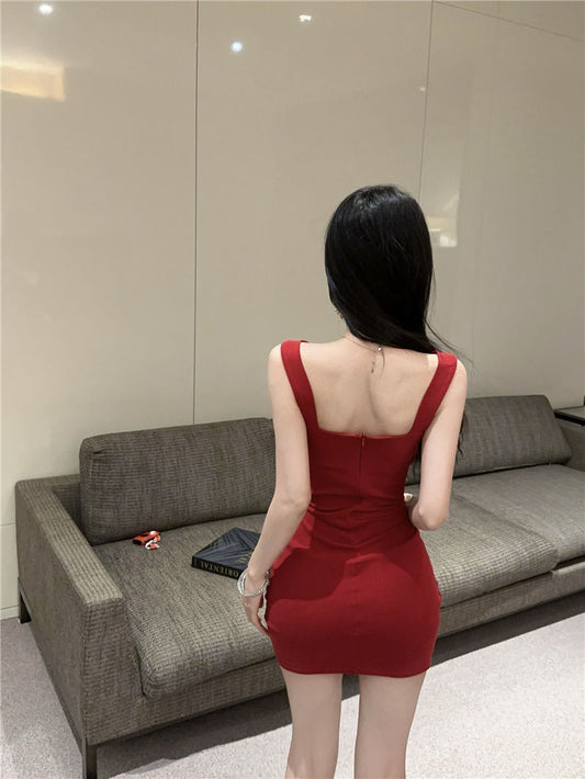 Chic Beading Ornament Hugging Short Skirt Sexy V Neck Sheath Short Dress AP0517