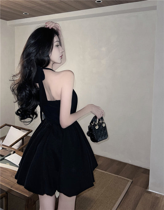 Charming Everyday Wear Puffy Skirt LBD Alluring Sexy Halter Short Dress AP0549