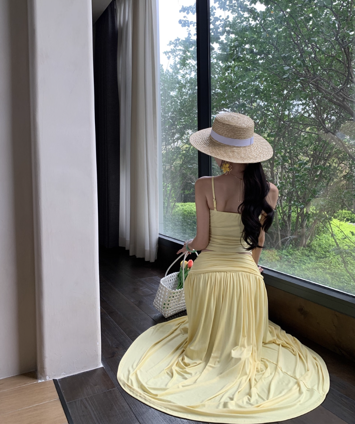 New Arrival Breathable Open Waist Two-Piece Maxi Dress Sleeveless Vacation Outfit Long Dress AP0613
