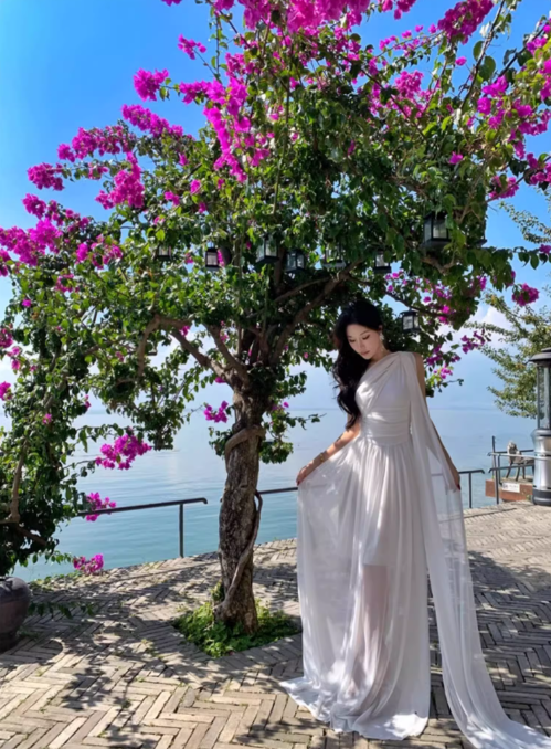 Classical One Shoulder Fluid Draping Maxi Dress Floor Length Sheath Long Dress AP0679