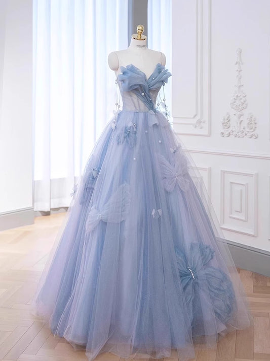 Dreamy Beading Cinched-Waist Maxi Dress Applique Strapless Tulle Layered Prom Dress AP0741