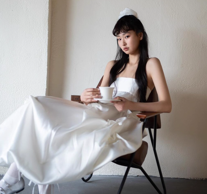 New Arrival Strapless Satin Fabric Maxi Dress Niche Ruched Ball Gown Prom Dress AP0791