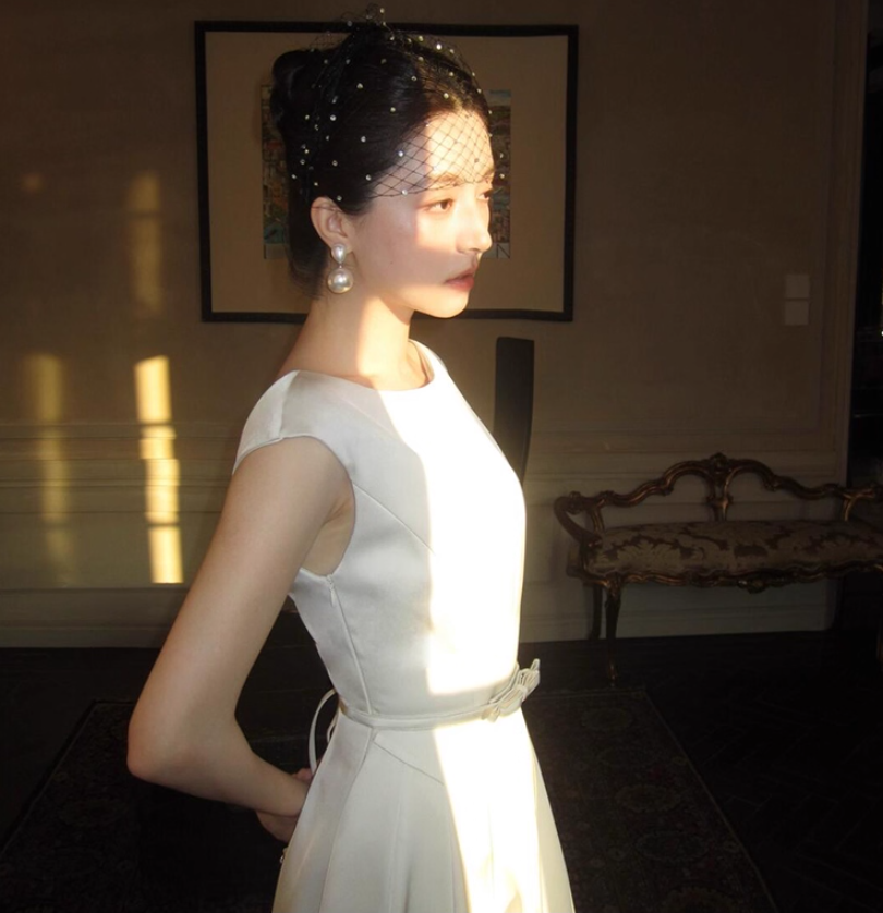 Graceful Portrait Neckline Tie-Back Maxi Dress Soft Fabric Flattering Prom Dress AP0803