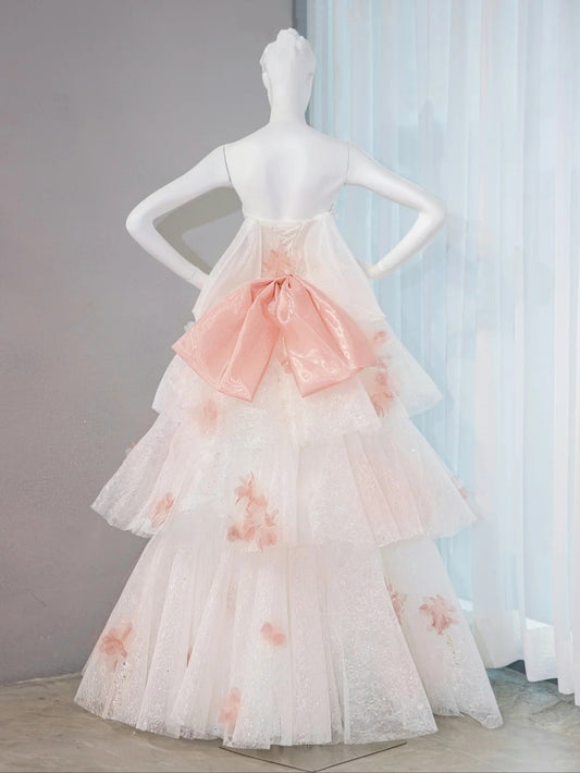 Eye-Catching 3D Petal Sweet 16 Maxi Dress Glittering Rhinestone Tiered Tulle Prom Dress AP1071