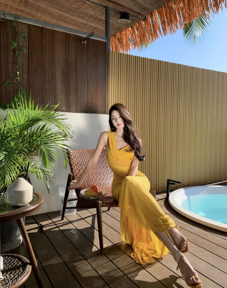 Fabulous Asymmetric Neckline Maxi Dress Chic Draped Soft Fabric Tulle Overlay Long Dress AP1189