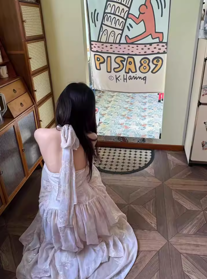 Instagrammable Flowy Gold-Floral Maxi Dress Pink Ombre Beach Vacays Halter Long Dress AP1265