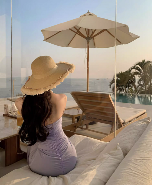 Gorgeous Purple 3D Flowers Hollow-Out Maxi Dress Niche Flexible Mesh Overlay Draped Long Dress AP1423