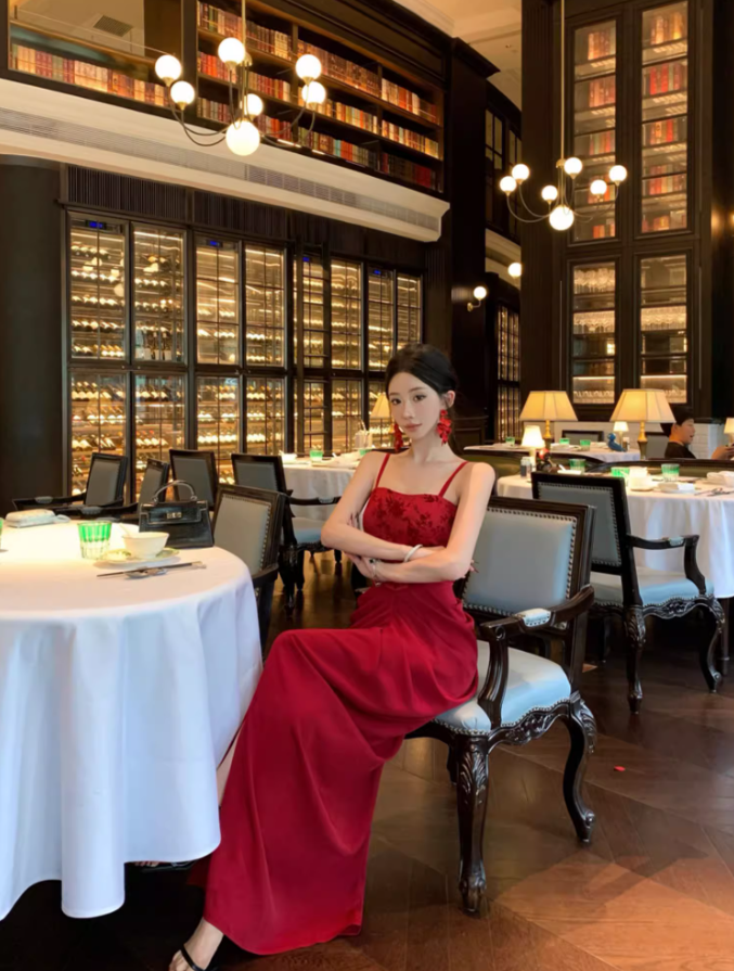 Alluring Burgundy Velvet Spaghetti Strap Maxi Dress Chic Ruched High-Slit Mermaid Long Dress AP1430