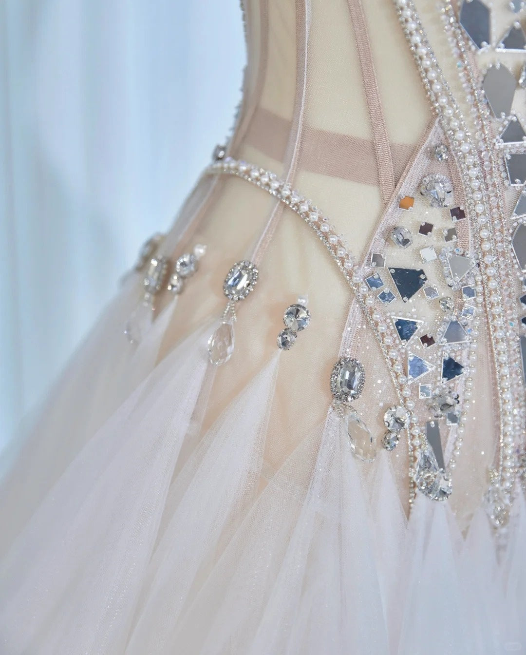 Exquisitely Handcrafted Strapless A-Line Maxi Dress Alluring Beading Corset Bodice Rhinestone Accent Prom Dress AP2137