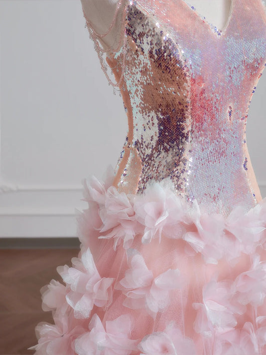 Glamorous Applique A-Line V-Neck Stunning Sequins Prom Dress AP2234