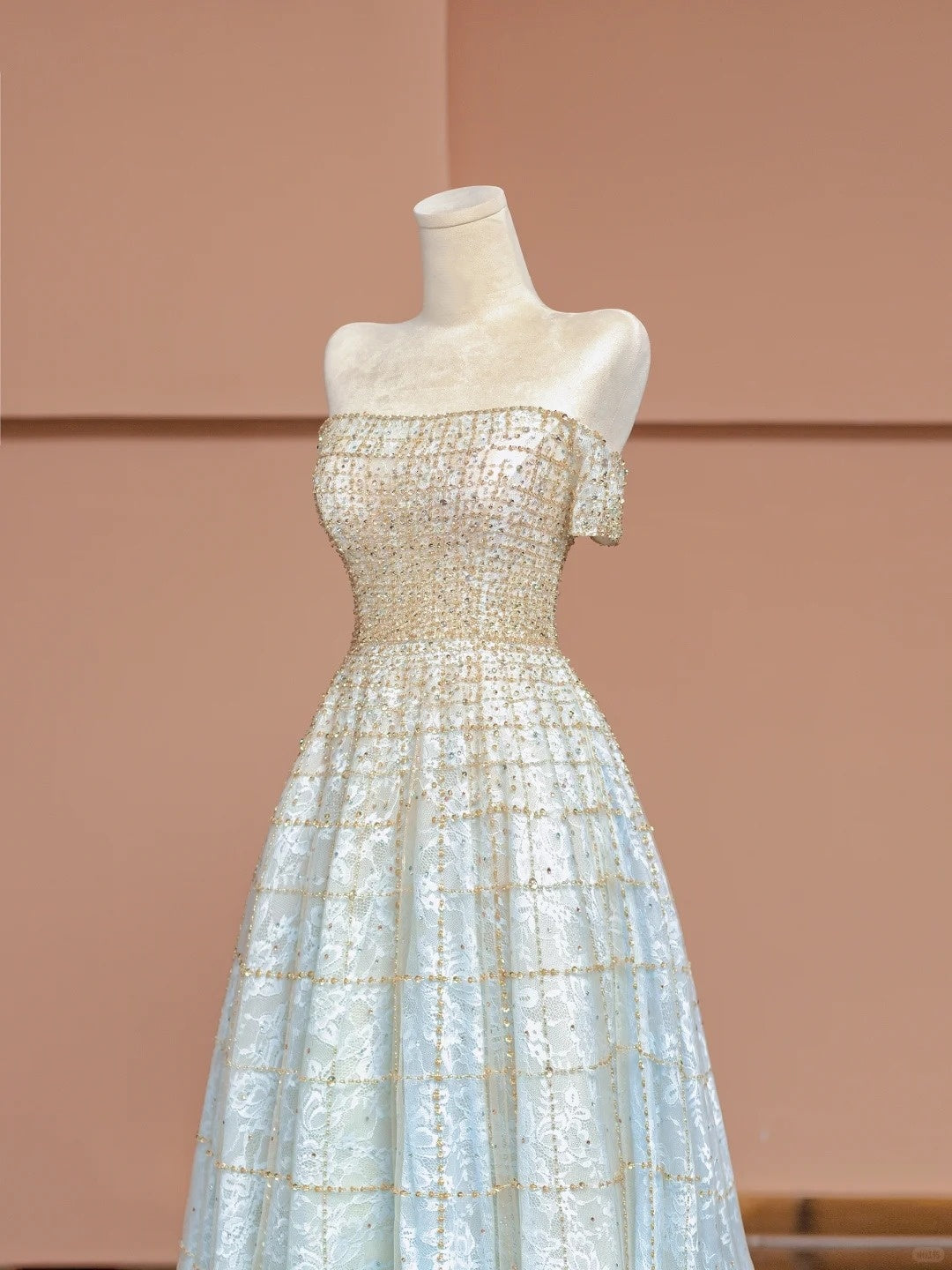 Sweet A-Line Off-Shoulder Evening Gowns Beading Rhinestone Floor Length Long Prom Dress AP2341