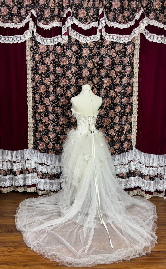 A-Line Birthday Short Dresses Strapless Sequins Crystals Appliques Tulle Train Homecoming Dress AP2460