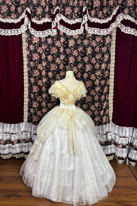 Vintage A-Line Off-Shoulder Formal Dresses Sequins Appliques Beaded Pearls Prom Dress AP2465