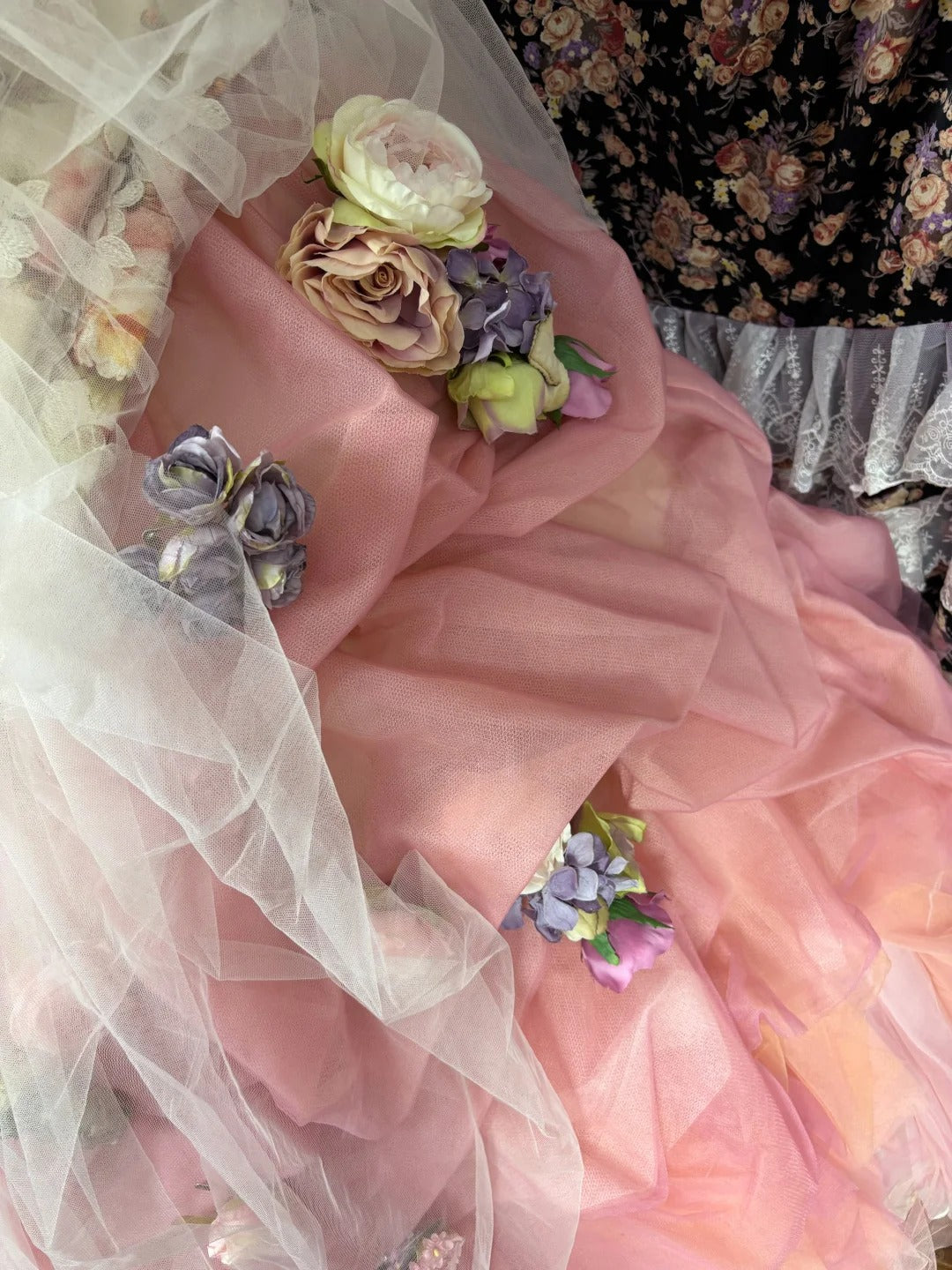 Floral Printed Strapless A-Line Formal Dresses Handmade Flowers Prom Dress AP2492