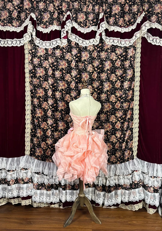 Charming Strapless A-Line Birthday Party Beading Sequins Handmade Flowers Ruffled Homecoming Dress AP2506