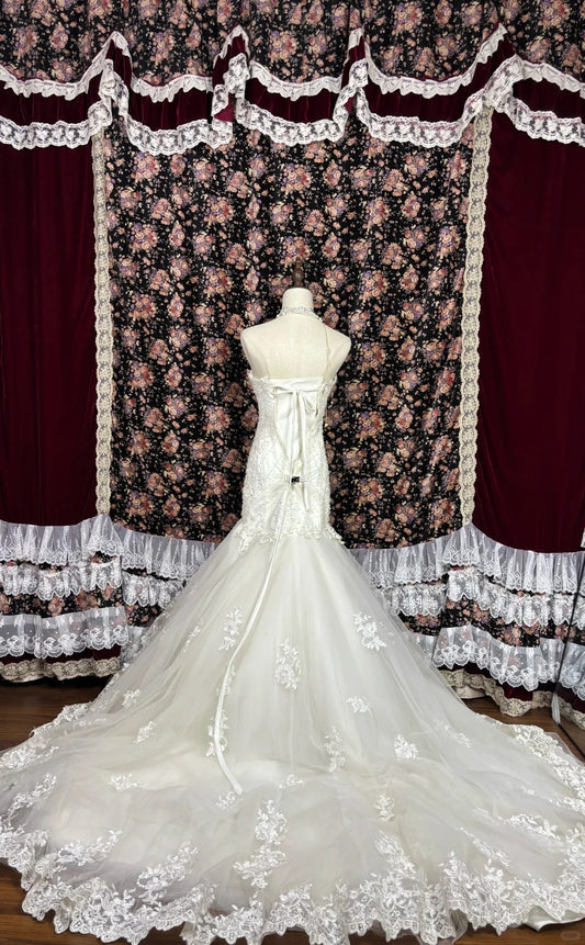 Romantic Strapless Mermaid Bridal Gowns Sequins Appliques Beading Wedding Dress AP2557