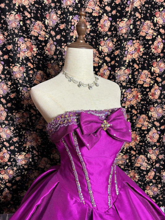 Artistic A-Line Strapless Evening Dresses Crystal Sequins Beading Bow Appliques Prom Dress AP2571