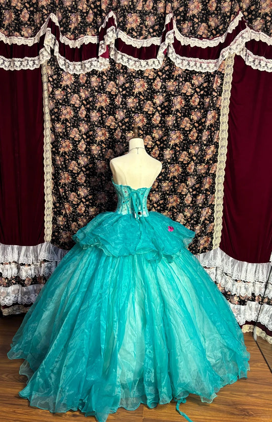 Alluring A-Line Strapless Evening Gowns Crystals Sequins Beading Appliques Prom Dress AP2576