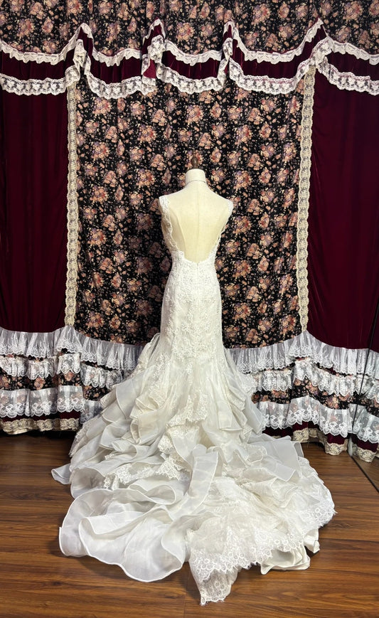 Unique V Neck Mermaid Formal Dresses Lace Sequins Appliques Beaded Prom Dress AP2584