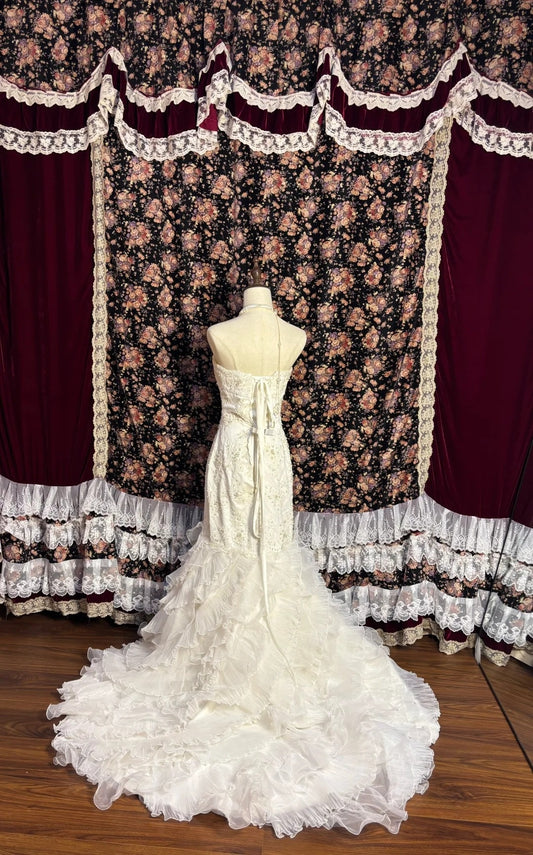 Fabulous Ruffled Mermaid Formal Dresses Strapless Sequins Beaded Prom Dress AP2591