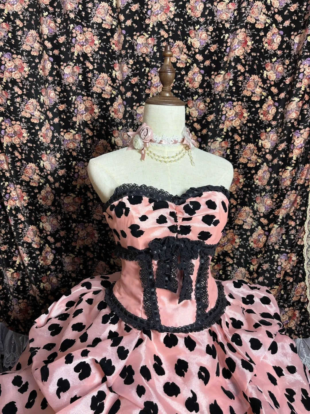 Leopard A-Line Sweetheart Neck Evening Gowns Bow Lace Prom Dress AP2613