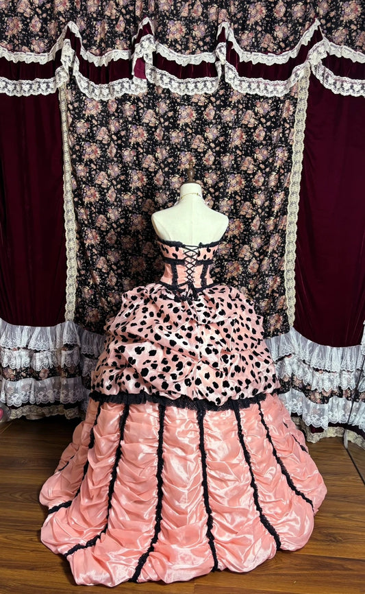 Leopard A-Line Sweetheart Neck Evening Gowns Bow Lace Prom Dress AP2613