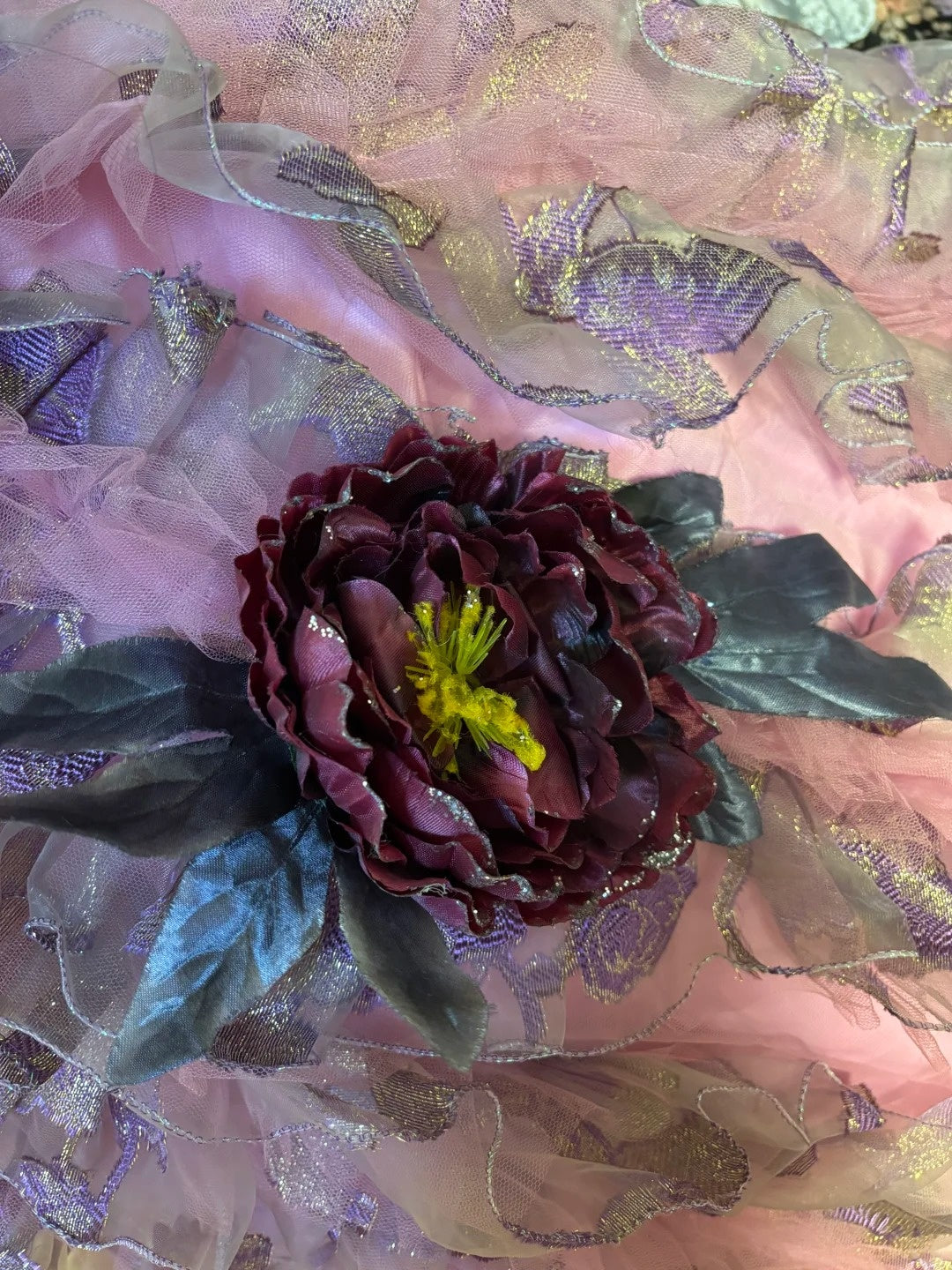 Fabulous A-Line Strapless Ruffles Evening Gowns 3D Flowers Sequins Prom Dress AP2623