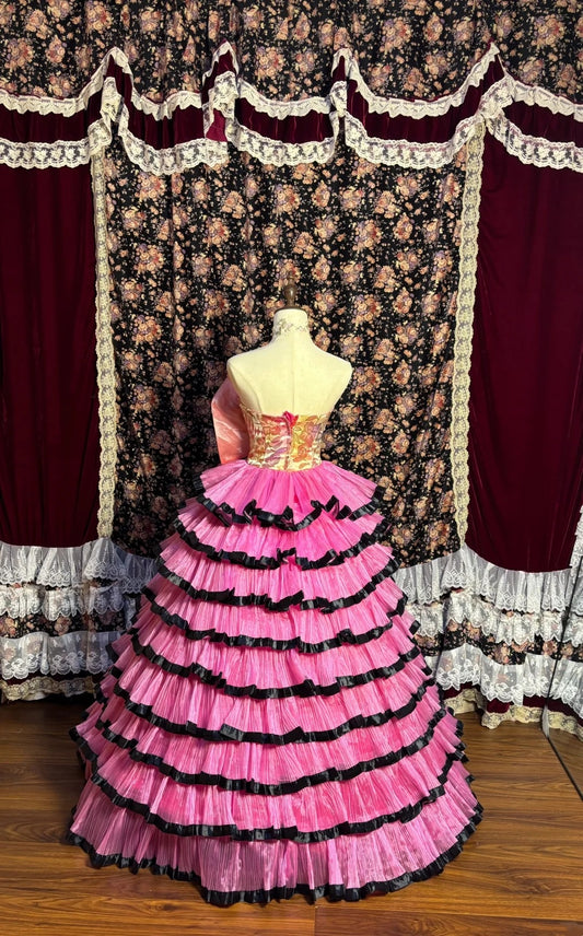 Luxurious A-Line Strapless Evening Gowns Appliques Sequins Crystals Handmade Flowers Tiered Prom Dress AP2625