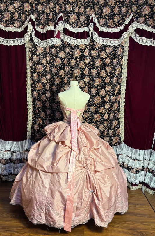 Cute Strapless A-Line Evening Dresses Pink Sequins Crystals Prom Dress AP2632