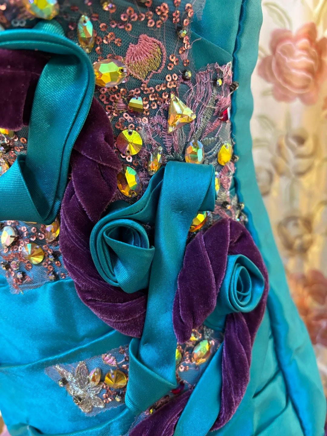 French Style Strapless A-Line Evening Dresses Sequins Beaded Handmade Flowers Prom Dress AP2647