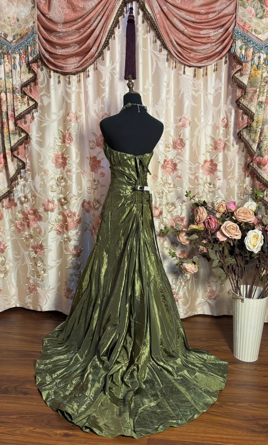 Simple Strapless Mermaid Evening Gowns Green Prom Dress AP2692