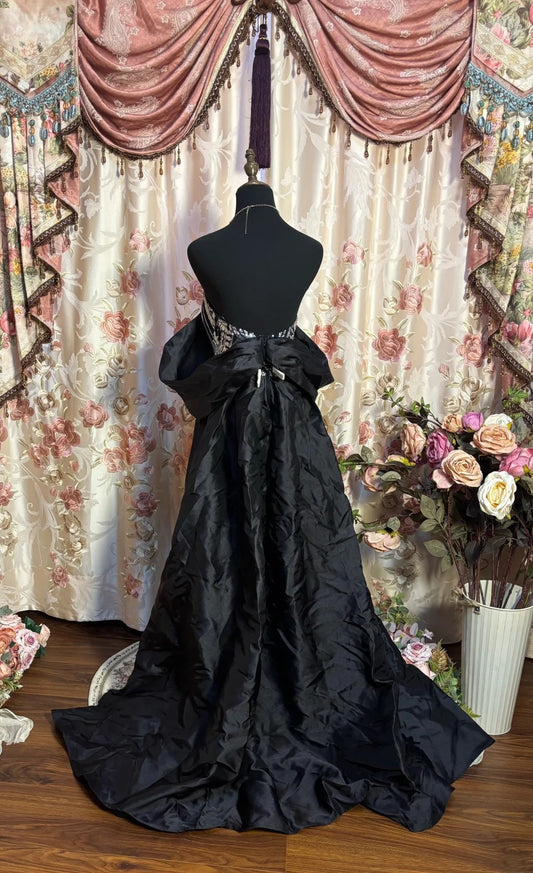 Glittering Strapless Sheath Evening Gowns Beading Sequins Backless Prom Dress AP2704