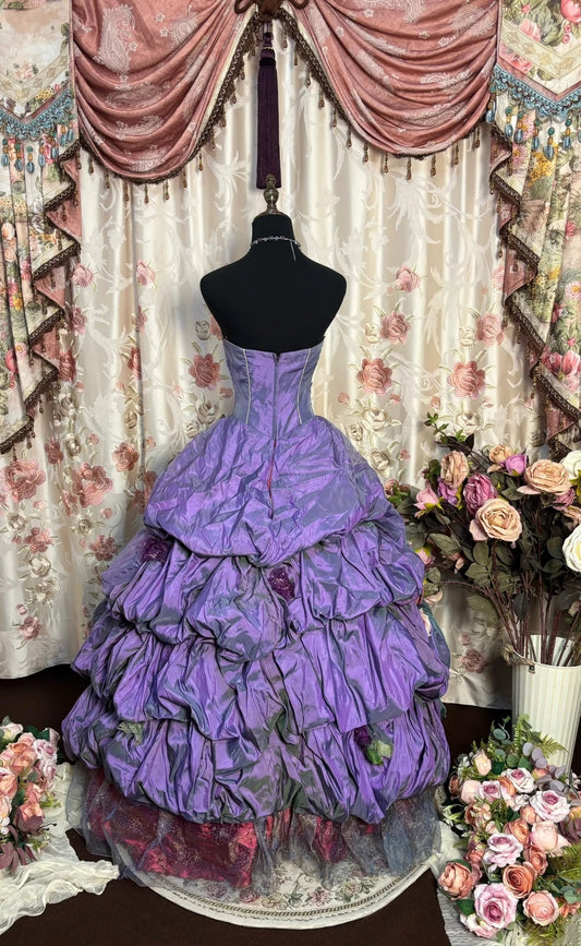 Ethereal Strapless A-Line Evening Dresses Sequins Beading Appliques Ruffles Prom Dress AP2723